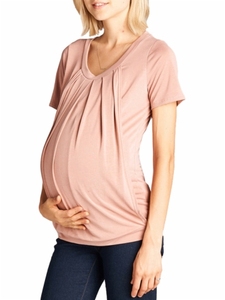 KY vente en gros à manches courtes col en V 2021 maternité t-shirt couleur unie froissé conception <span class=keywords><strong>allaitement</strong></span> haut d'<span class=keywords><strong>allaitement</strong></span> t-shirt - Product Image 3