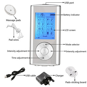 Dispositivo 3 en 1TENS, estimulador muscular TENS EMS, máquina estimuladora muscular Eectro portátil para masajeador de hombros y cuello