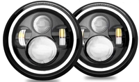 Jg — phares LED 7 pouces, feu clignotant ambre et yeux d'ange en Halo pour wrangl-er JK LJ cg TJ,45w