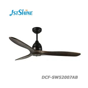 1Stshine Kipas Langit-langit Ventilador De Techo Con Luces Gaya Eropa 52 Inci Efisiensi Energi Pisau Kayu Solid Kipas Langit-langit dengan Motor Dc