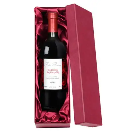 Custom Red Wine Gift Box Elegant Paper Packaging Boxes With Foam Insert Paperboard Packing Items Customer's Logo CMYK