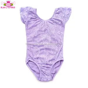 Formation Dancewear Superposition De Dentelle Bébé Ballet Danse Justaucorps Lilas Manches Courtes Bébé Filles Dentelle Justaucorps