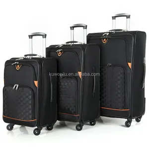 Zwart Goedkope Polyester 600D Spinner Wiel Bagage Set 3 Pcs Eva Lichtgewicht Zachte Trolley Bagage