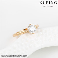 14044 Bijoux de Mode Xuping Diamant, Grande Bague de Fiançailles en ZIRCON de Mode, Alliances Plaqué Or 18 Carats