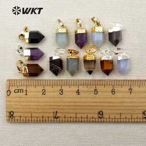 WT-P1279 WKT Großhandel kleine Kugel Punkt winzigen Multi Edelstein Echt Gold versilbert natürlichen Roh stein Anhänger