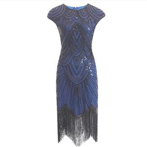 Ecoparty delle Donne 1920 s <span class=keywords><strong>Vestito</strong></span> Con Scollo A V In Rilievo Con Paillettes Con <span class=keywords><strong>Frange</strong></span> Gatsby Flapper <span class=keywords><strong>Vestito</strong></span> - Product Image 4