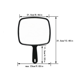 Melason Lớn Vuông Nhựa Tay Trang Điểm Gương Màu Đen Xử Lý Mỹ Phẩm Gương Cô Gái Cầm Tay Mặc Quần Áo Vanity Vẻ Đẹp <span class=keywords><strong>Make</strong></span> <span class=keywords><strong>Up</strong></span> Gương - Product Image 6