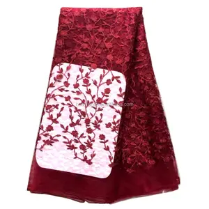 Laço de tecido bordado francesa elegante, vermelho, tule, laço, para noiva, vestido de renda hy0371