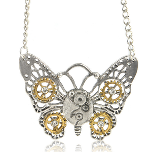สร้อยคอรูปหัวใจแบบกลไกสตีมพังค์ย้อนยุคสร้อยคอกระดูกไหปลาร้ารูปแมลงนกฮูก - Product Image 3
