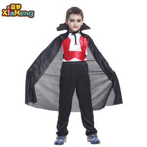Niños de halloween cosplay niños vampiro Conde traje para niños negro tulle partido capa ropa - Product Image 3