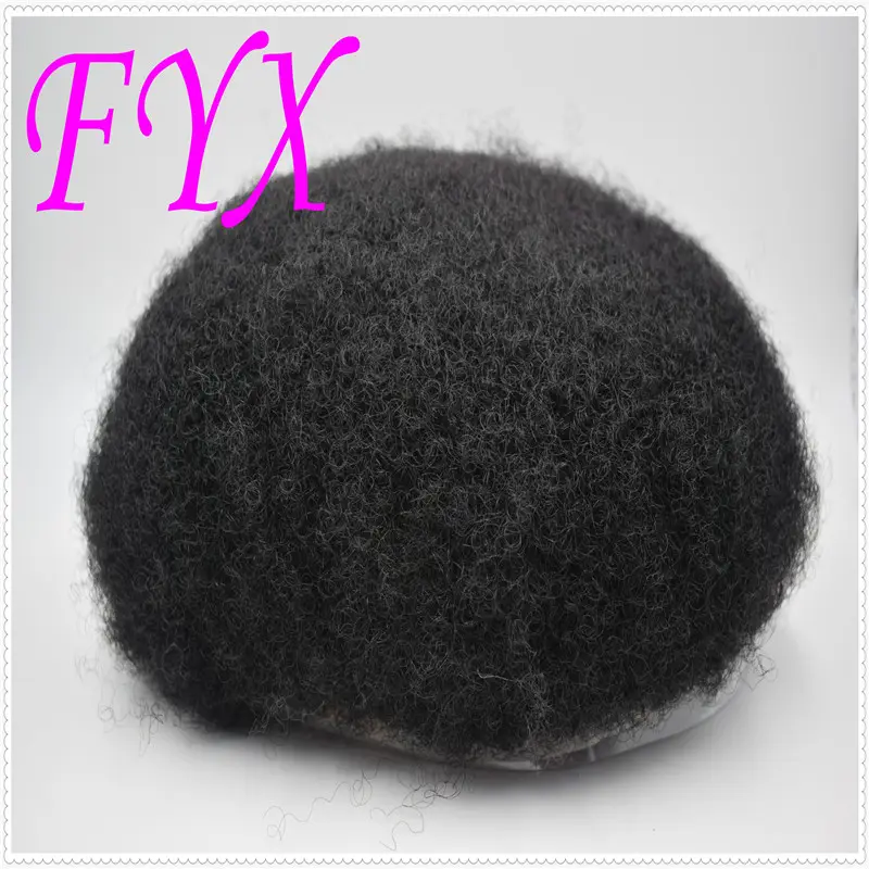 Afro Toupee สำหรับสีดำผู้ชายมนุษย์ทั้งหมดโปร่งใสลูกไม้ Man สาน Balding Mens Custom ผมหน่วย8X10นิ้วชาย1/1b สต็อก