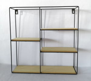 Étagère <span class=keywords><strong>murale</strong></span> en <span class=keywords><strong>bois</strong></span>, rectangulaire, en métal, pour salon, 1x5 treillis - Product Image 1