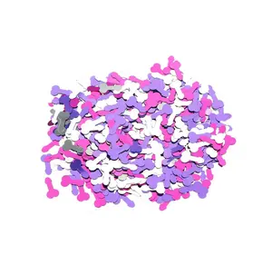 定制可生物降解薄纸金属箔紫色和银色阴茎五彩纸屑