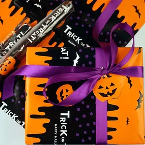 Huadefeng Recycled Paper Packaging Design Halloween Wrapping Paper Waterproof Gift Packing Offset Printing SGS Wood Pulp Paper