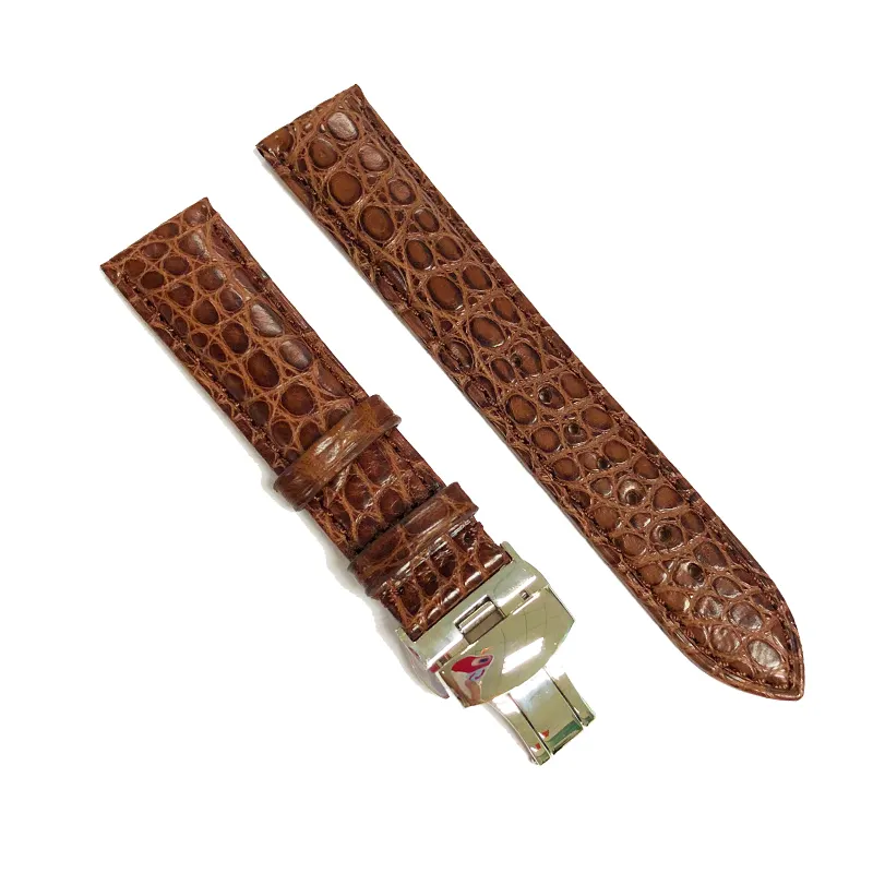Genuine Crocodile Leather Watch Band Strap with Butterfly Clasp