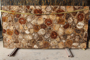 Diapositives rondes en bois pétrifié, pierres précieuses, <span class=keywords><strong>table</strong></span> latérale de la maison - Product Image 2