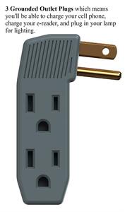 Prise murale à 3 voies - Adaptateur de prise murale triple à forme verticale pour derrière les meubles - Emplacements multi-prises - Product Image 2