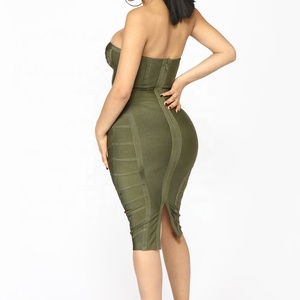 Ultime indossare abiti partito per le ragazze sexy <span class=keywords><strong>senza</strong></span> bretelle del partito di clubwear <span class=keywords><strong>midi</strong></span> vestito dalla fasciatura del bodycon - Product Image 3