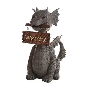 Bienvenido jardín dragón hermoso estatua de resina