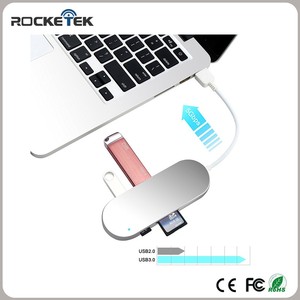 2 in 1 aluminiumlegierung USB <span class=keywords><strong>3</strong></span>.0 HUB kartenleser für PC - Product Image 4