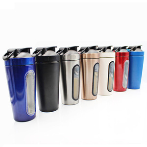 Madou מותאם אישית לוגו חזותי חלון מפלס מים 700ML חלבון אבקת ערבוב כוס 304 נירוסטה שייקר בקבוק עם כדור עבור חדר כושר - Product Image 1