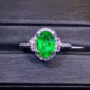 3 Gram Emas Cincin 18 K Emas Afrika Selatan Real Berlian Emerald Alam Cincin untuk Wanita Pernikahan Perhiasan