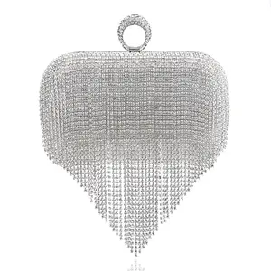 थोक अलीबाबा दिल के आकार डिजाइनर शाम क्रिस्टल बैग, उदय क्रिस्टल पत्थर की अंगूठी शाम बैग क्लच ऑनलाइन शॉपिंग
