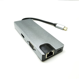 8 en 1 <span class=keywords><strong>USB</strong></span> 3,1 tipo <span class=keywords><strong>C</strong></span> a <span class=keywords><strong>USB</strong></span> 3,0 Hub <span class=keywords><strong>Hdmi</strong></span> 4K VGA Hub Gigabit Ethernet Rj45 <span class=keywords><strong>Lan</strong></span> estación de acoplamiento tipo <span class=keywords><strong>C</strong></span> adaptador con lector de tarjetas - Product Image 4