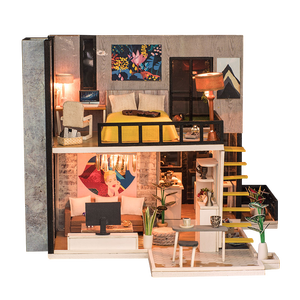 IIECREATE Kit de construction de <span class=keywords><strong>maison</strong></span> miniature <span class=keywords><strong>en</strong></span> bois avec éclairage LED, accessoires 3D, modèle de construction pour enfants, kit de meubles <span class=keywords><strong>en</strong></span> bois, modèle de <span class=keywords><strong>maison</strong></span> <span class=keywords><strong>en</strong></span> <span class=keywords><strong>carton</strong></span> - Product Image 3