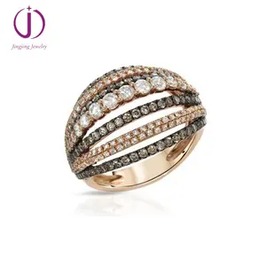 2019 dernières 18k bague en or conceptions pour les filles coloré diamant bague 925 argent chine cz bagues