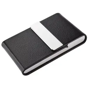 OEM Leather Business Card Holder Case for Men or Women Metal Credit Name Card Case Holder Cards Sleeve