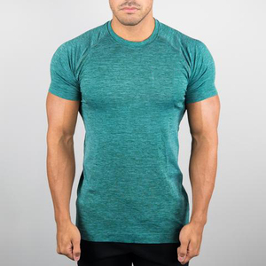 Maglietta MS-2005 Heather Teal per il Fitness e lo <span class=keywords><strong>spazio</strong></span> per il Fitness T-Shirt da <span class=keywords><strong>uomo</strong></span> in poliestere Spandex traspirante da palestra - Product Image 4