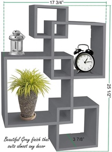 Estante flotante decorativo de 4 cubos entrelazados montado en la pared, acabado blanco, estante de montaje en pared de esquina - Product Image 3