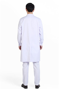 Blouse médicale d'hôpital pour femme, blouse <span class=keywords><strong>de</strong></span> laboratoire Songxin, logo personnalisé, en polycoton 50 % tissé respirant, unisexe, avec boutons, blanche - Product Image 3