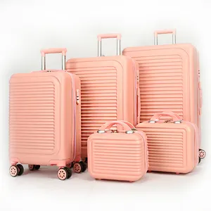 5 pz set ABS PC sacchetto dei bagagli rosa di plastica Valigia di Rotolamento Dei Bagagli Set