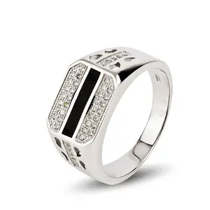 Luxury Resizable CZ Mens 925 Sterling Silver Ring With Stone Vintage Finger For Women