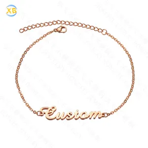 Pulseira personalizada, joias personalizadas de marca em aço inoxidável com nome