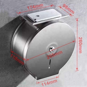 Dispensador de <span class=keywords><strong>Papel</strong></span> <span class=keywords><strong>Higiénico</strong></span> Jumbo de Acero Inoxidable, Impermeable, Montado en la Pared, con Repisa para Teléfono - Product Image 5