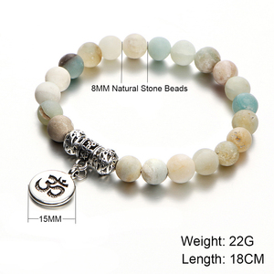 Bracciale con Charm a Forma di Loto in Pietra Amazonite 8MM, Bracciale Buddha, <span class=keywords><strong>Gioielli</strong></span> Personalizzabili - Product Image 2