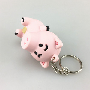 Personnalisable Mignon Dessin Animé Cochon Porte-clés Jouet 3D Vinyle PVC Souple Souvenir Promotionnel Mousqueton Porte-clés - Product Image 3