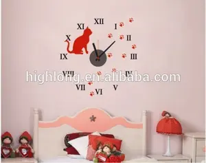 Chambre décoration de la maison produits de haute qualité mignon kitty photo horloge wall sticker horloge