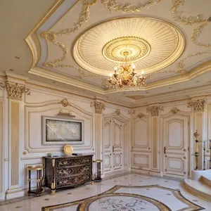 Luxury color ceiling carving cornice moulding PU building decoration for sale