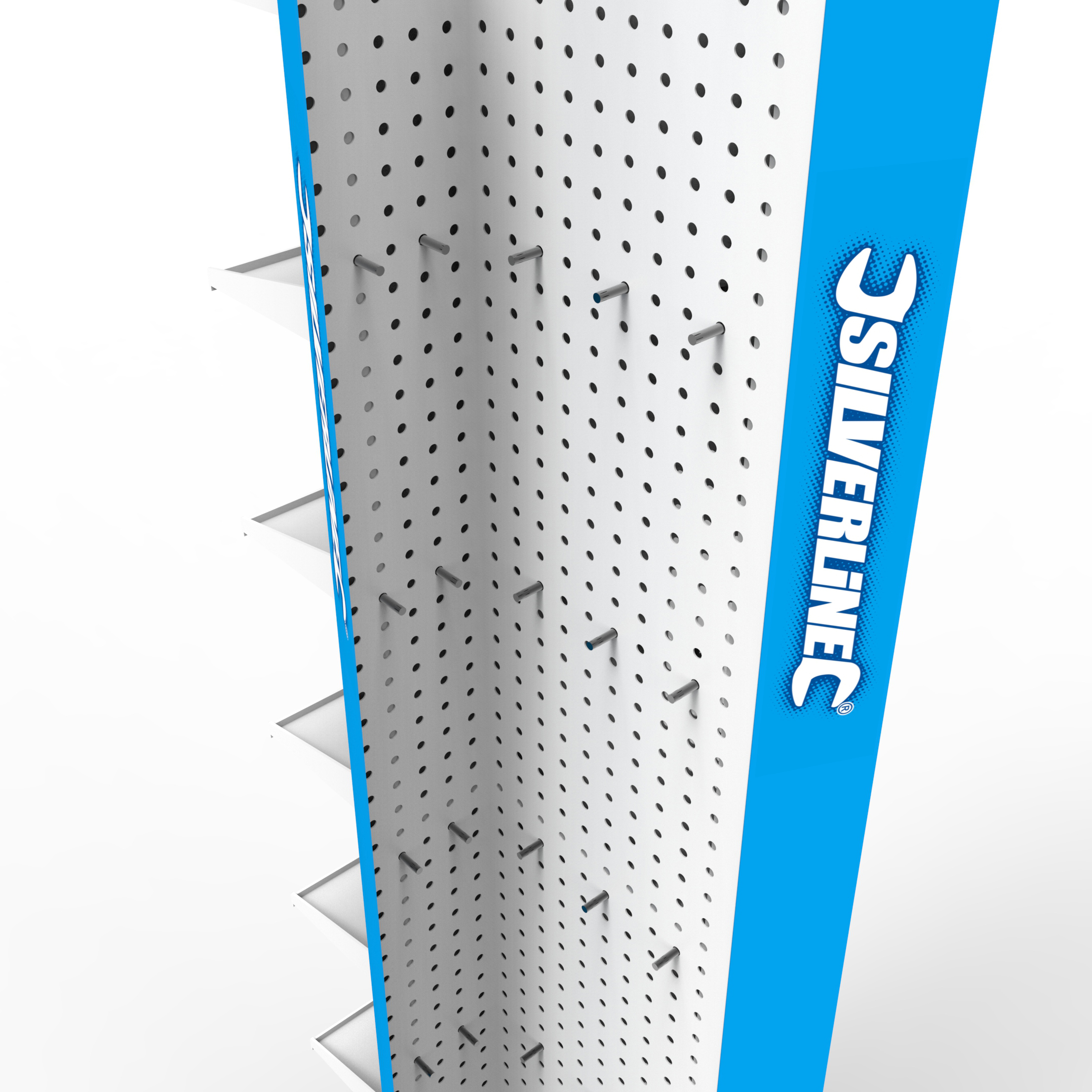 Customized Pegboard Rotating Display Stand Metal Pegboard Display Stand With Casters Display Stand With Hooks for Accessories — view 4