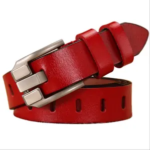 2024 factory wholesale cheap waistband classic pin buckle lady genuine leather hollow women wide belt