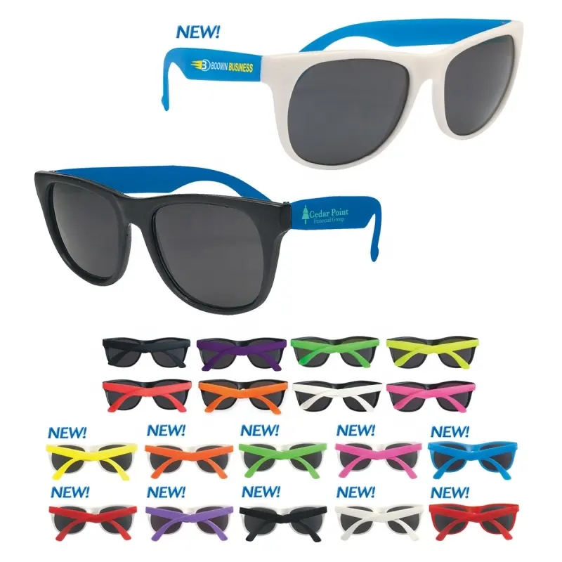 New Style Werbung eigenes Logo gedruckt gefaltete blaue Ohrhörer weiße Rahmen schwarze Gläser UV 400 schützende Sonnenbrille Sonnenbrille