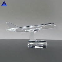 Poids-papier en cristal 3D transparent fait main personnalisé en forme d'avion pour les souvenirs d'entreprise, cadeau