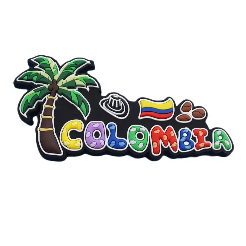 Ímãs de geladeira de borracha macia da colômbia personalizados, lembrança, países da viagem, pvc para decoração da casa