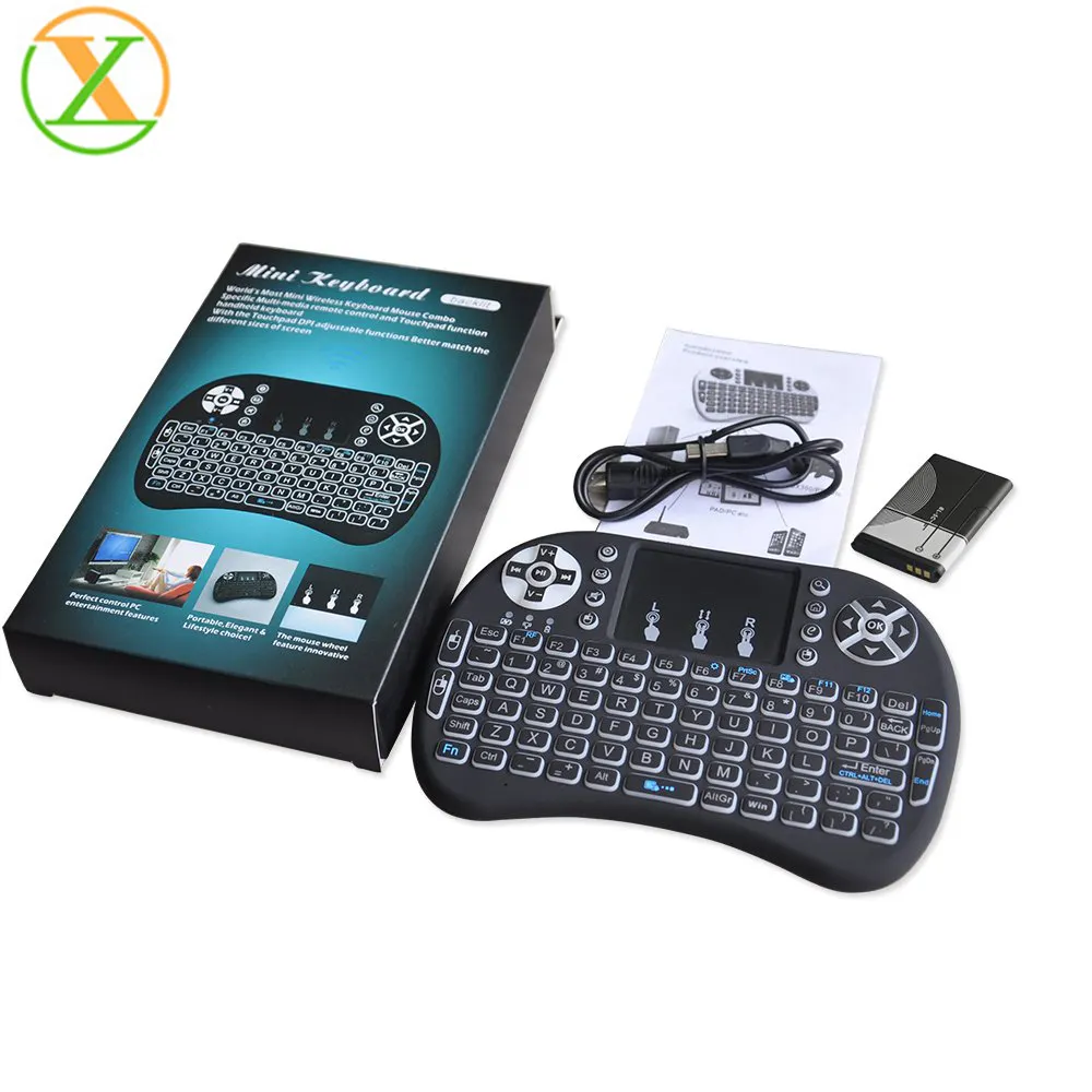 Smart keyboard Rechargeable Battery mini Keyboard i8+ Mini Wireless 2.4G Backlight Touchpad