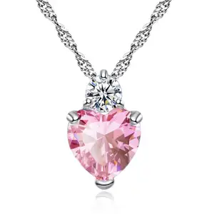 Platinum plated red heart love pendant necklaces newest jewelry high quality free shipping