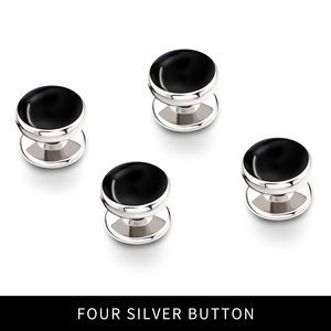 男性用ビジネスタキシードロジウムメッキエナメルカフリンクスブラックゴールドトーンスタッドセットBouton De Manchette - Product Image 5